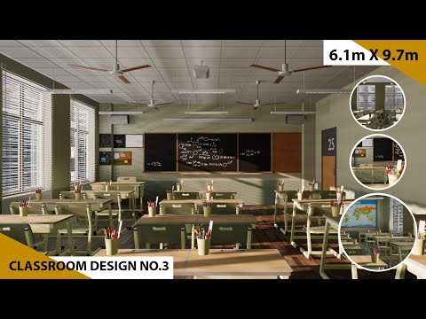 Classroom 3D Design | Layout 6.1 x 9.7 m | Design No.3