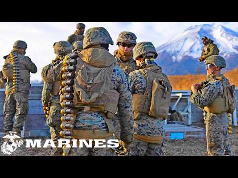 US Marines. Mk19 Grenade launcher during military training at Camp Fuji, Japan.