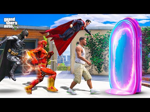 Franklin and Dc Super Heroes Travel To Other World Through Portal & Fight Thanos in Gta 5