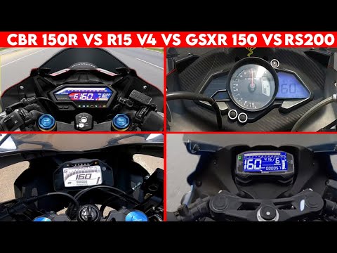 R15 V4 VS CBR 150 VS RS 200 VS GSXR 150 | 0 TO 100 | TOPSPEED BATTLE