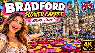 BRADFORD FLOWER CARPET 🌸 330,000 Flowers Transform the City Centre! 🇬🇧 | 4K Walk