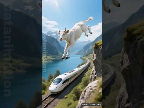 Calf warned of train danger and saved passengers 😭 #ai #cow