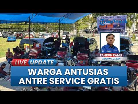 Warga Antre Ikuti Service Gratis Kendaraan, Dilaksanakan Komunitas Guru Teknik Otomotif Polman