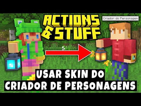 Como Usar sua SKIN na ACTIONS & STUFF (ou quase isso) Minecraft PE/MCPE/BEDROCK