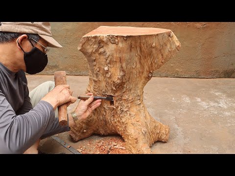 The Secret To Regenerating A Dry Tree Stump Into A Great Work Of Art  // Wood Processing Experience