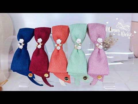 Laço duplo cotelê na tiara
