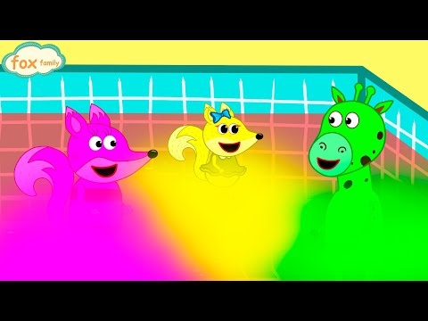 The Fox Family and Friends | Swimming in Rainbow Waterpool | Cartoon for kids new funny season #812