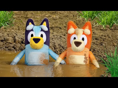 Bluey and Bingo Muddy Mess with Coco, Lila, and Rusty! Bluey Bath Time Fun!