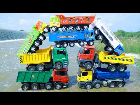 Dumper Truck BharatBenz Truck Volvo Tipper Accident Waterfall Pulling Out Crane JCB ? Cartoon CS Toy