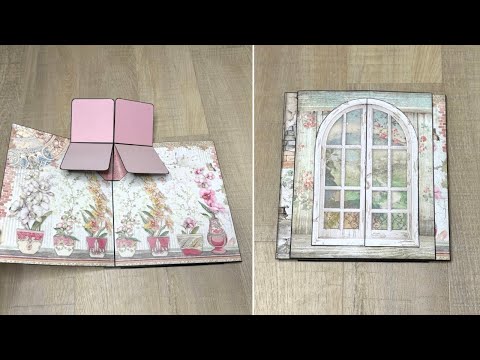 Pop Up Swing Card for 4 Square Photos | Scrapbook Page Tutorial