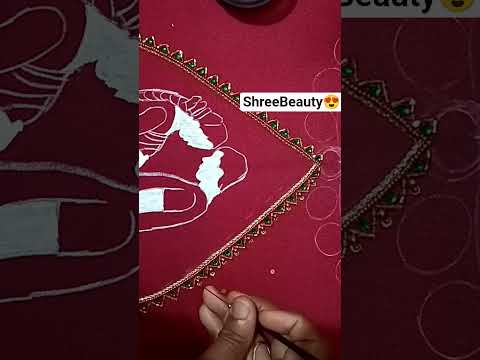 #BebyShower//Blouse Ari work Design//Fabric Paint With Aari work£