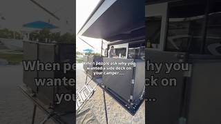 Our Favorite RV Feature 😍 We love the side deck! What should we grill next. I need ideas! #camping