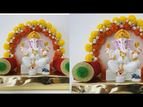 Ganpati Decoration Ideas At Home || Ganapathi Decorations || Ganpati Makhar || Ganesha Makhar DIY