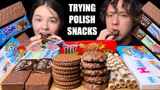ASMR TRYING POLISH SNACKS (CHOCOLATE + COOKIES) EATING SOUNDS MUKBANG 먹방 | Tati ASMR