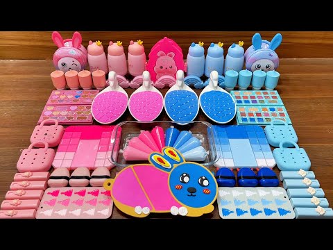 Mixing Random Things Into Slime | Pink vs Blue Rabbits Showdown #50