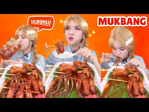 Tóc Vàng mukbang mực trứng nấm đùi gà nè bạn ơi!