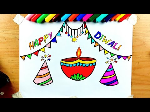 Diwali Drawing and Coloring || Happy Diwali Drawing  💥💥😍😍