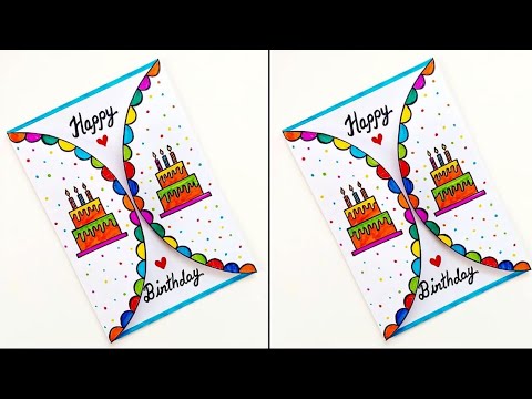 😍cute😍white paper Happy Birthday greeting card | DIY Birthday handmade Card idea 2024 | cake drawing