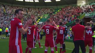 Aberdeen players celebrate famous win at Celtic Park