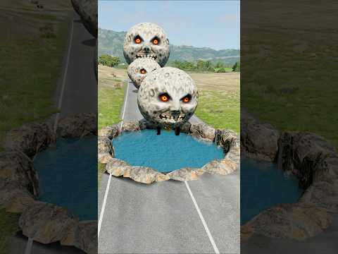 Big & Small Moon Cars vs Water Pit - BeamNG.Drive