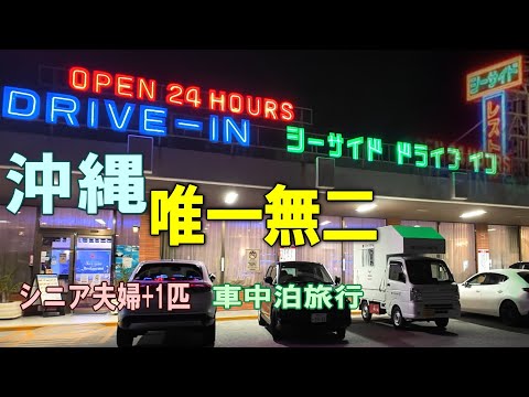 沖縄一周車中泊旅行記24【シーサイドドライブイン】シニア夫婦と犬1匹が自作キャンピングシェルで行く