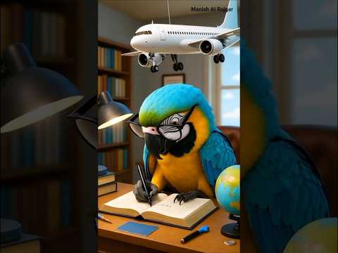 A Parrot Flies an Aeroplane 2025🛬.#shortvideo #cartoon #ai #perrotfly#trendingshorts #ytshorts #2m