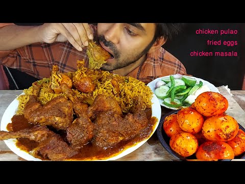 masaladar chicken pulao desi fried chicken masala curry boiled egg ghe roast salad eating show