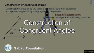 Construction of Congruent Angles