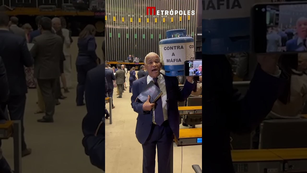 Deputado leva botijão à Câmara e fala em máfia do gás