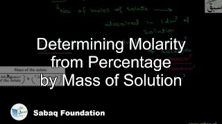 Determining Molarity from Percentage by Mass of Solution