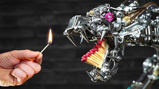 Fire Breathing MECHA-Dragon with Matches Chain Reaction #metalkitor