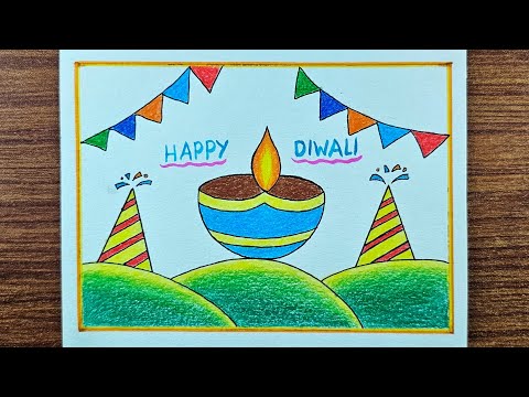 Diwali Drawing / Diwali Drawing Easy Step By Step / How to draw deepawali drawing / Happy Diwali