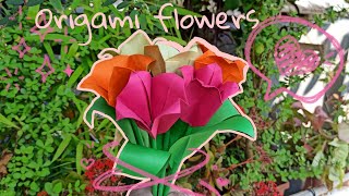 DIY origami flowers at home in 5 minutes 💐//paper TULIP flowers 🌷🌷//simple and easy craft ideas ✨
