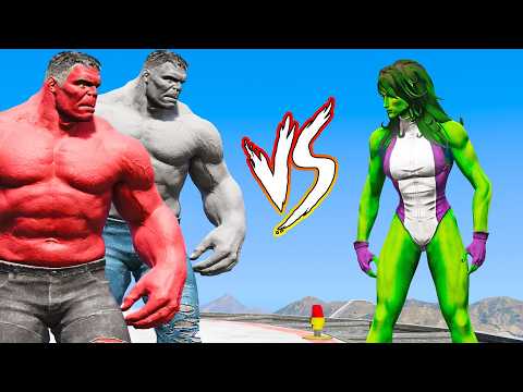 HULK VERMELHO e HULK CINZA vs SHE HULK - GTA V