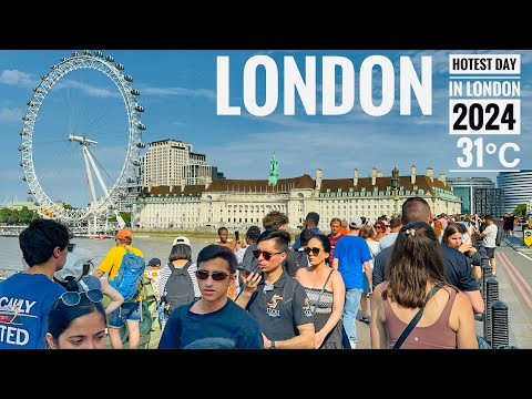 England, London Summer Streets Heatwave Walk | 4K HDR Virtual Walking Tour around the City