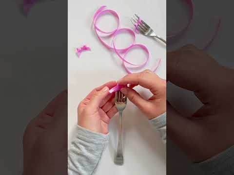 🍴フォークでリボン🎀#リボン#ribbon#🎀#リボンの作り方 #リボン作り方#作り方#ハンドメイド #100均diy #shorts