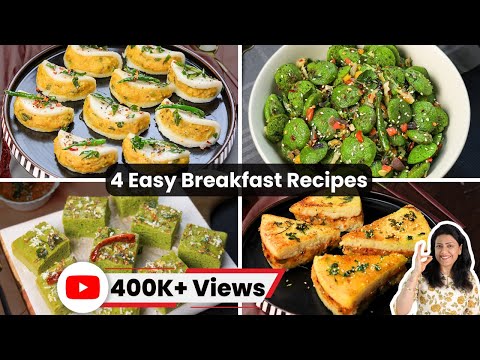 4 Easy Less Oil Breakfast Recipes | Easy Nashta Recipe | Snacks Recipes Part-7 | MintsRecipes