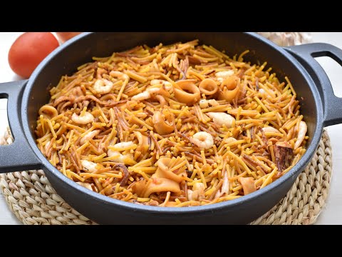 Fideuá de gambas y calamares