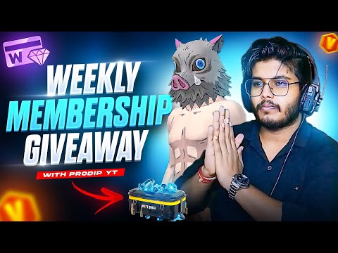 DAY 1 FREE FIRE LIVE WEEKLY MEMBERSHIP GIVEAWAY !! ! #shortslive #freefirelive #freefire