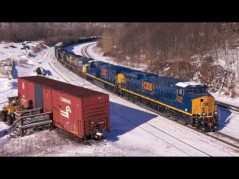 Winter Trains! Full Length Freight Trains in Snow & Cold Scenes