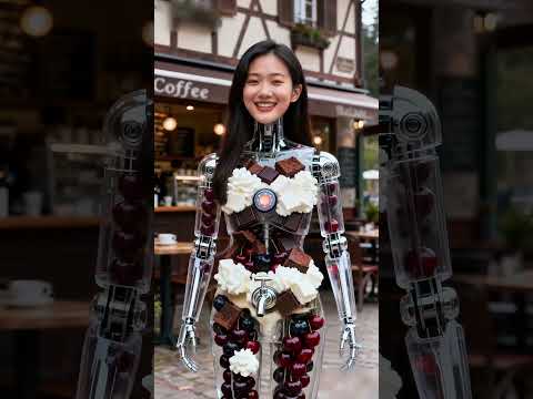 Black Forest Gateau Sauce Dispenser Robot, in Service #futuristic #robot #technology #humanoid #AI