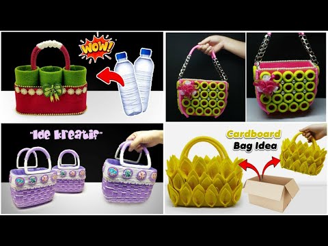 4 Ide Kreatif membuat tas cuma dari tutup botol plastik | Kerajinan tangan | Best Out of Waste