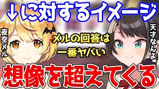 メル先輩の回答が●●でドン引きするスバル【ホロライブ 切り抜き 大空スバル 夜空メル】