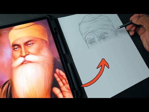 Guru Nanak Dev ji Drawing Easy Step by Step