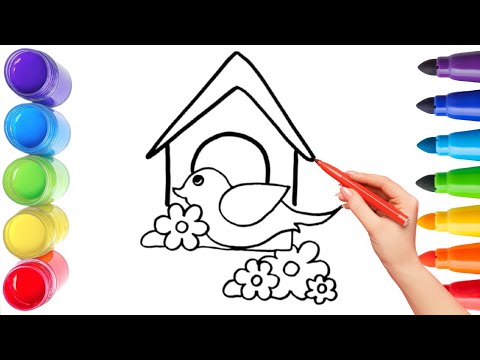 How To Draw cute bird nest🪺  Drawing, Painting & Coloring For Kids and Toddlers_ Child Art