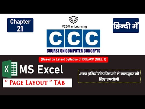 MS Excel ”Page Layout” Tab Details I CCC Master Class_21 I New Syllabus 2021 I Complete In Hindi