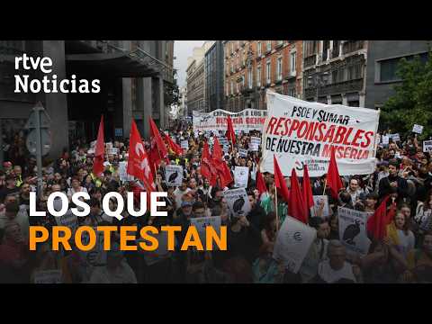 Acampados en Madrid y Barcelona protestan frente al Congreso y la sede de Junts | RTVE Noticias