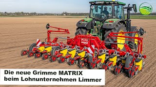 Neue GRIMME Matrix Rübendrille im Einsatz beim Lohnunternehmen Limmer | John Deere 6R Traktor