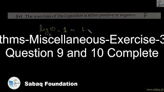 Logarithms-Miscellaneous-Exercise-3-From Question 9 and 10 Complete