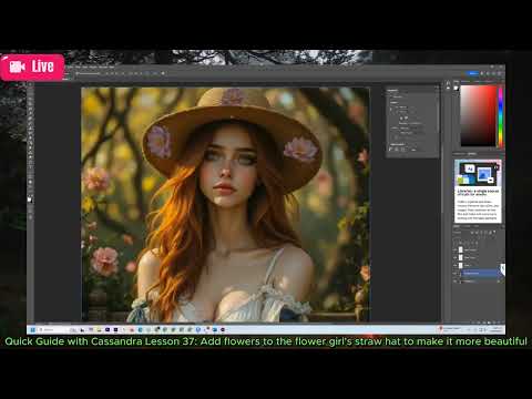 Quick Guide with Cassandra Lesson 37: Add flowers to the flower girl's straw hat to make it more